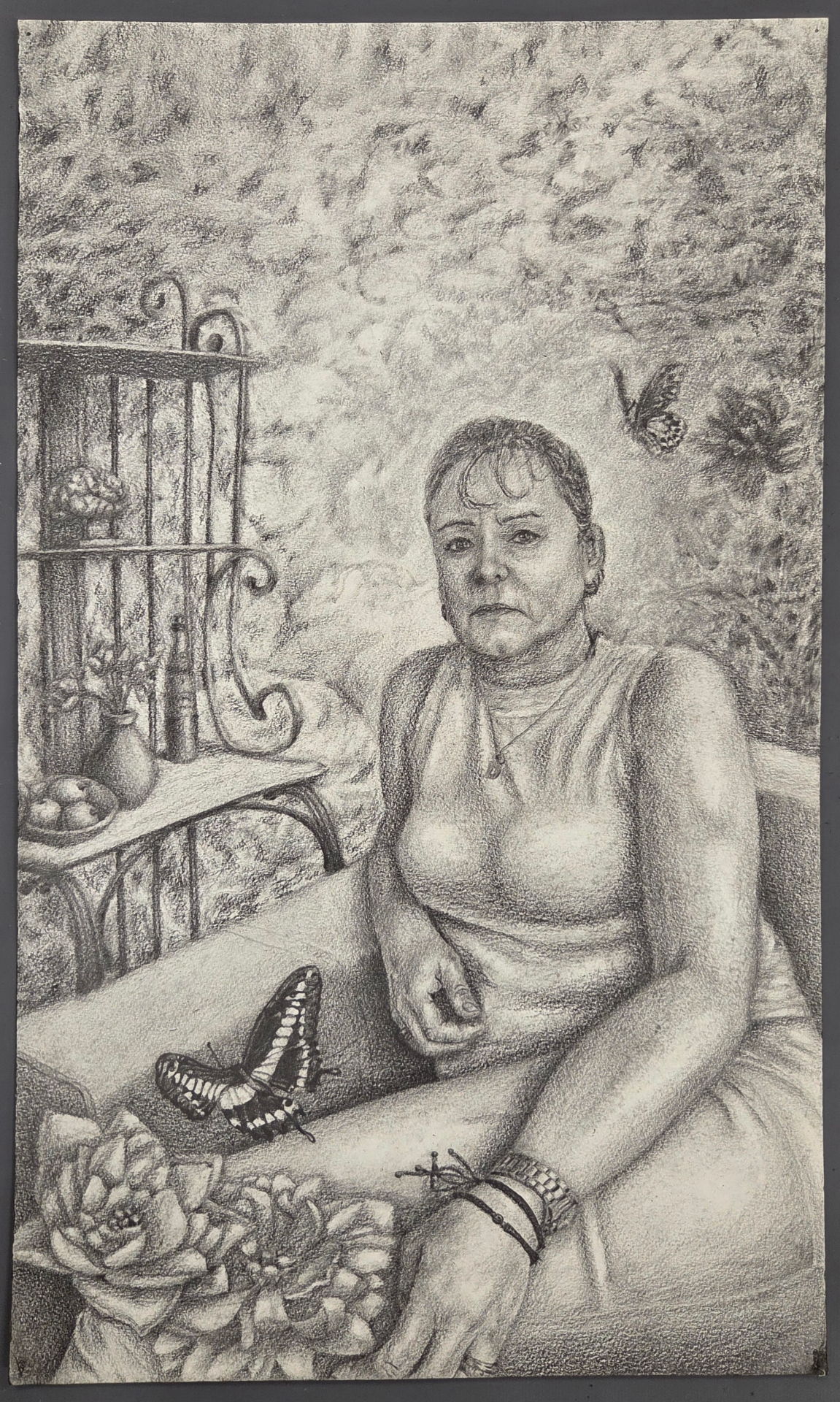 Soft charcoal composition with dissolving forms and a figure-like presence emerging from haze.