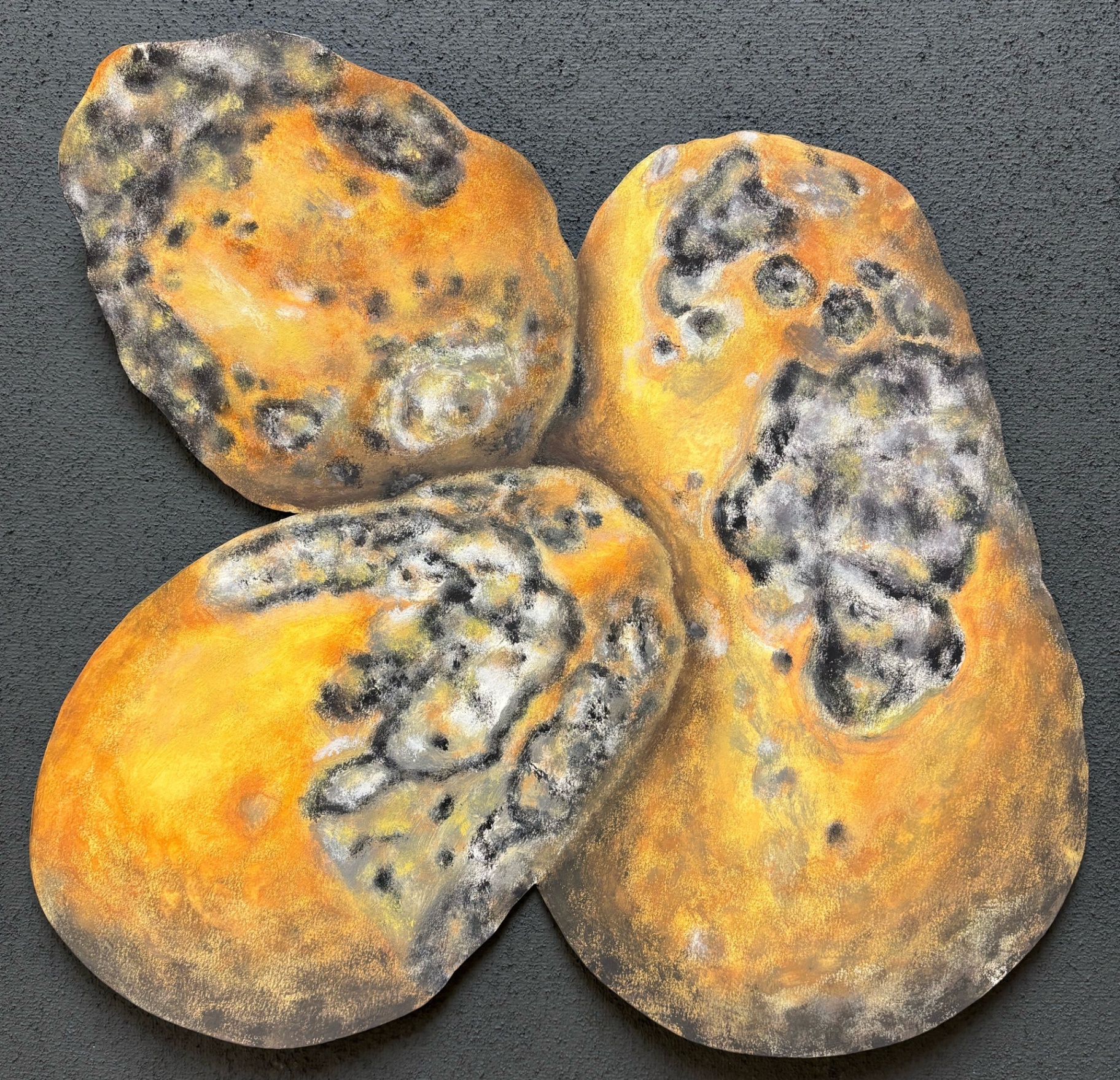 Rotting fruit rendered with decayed organic textures.